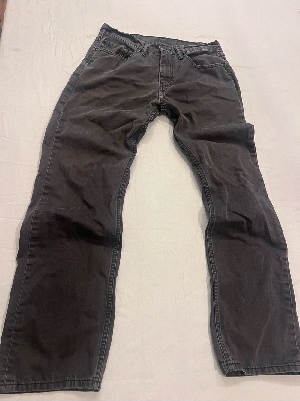Levi's Men’s Charcoal Dark Wash Denim Jeans Straight Fit Mid Rise Cotton 33/32